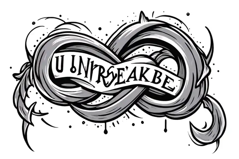 infinity symbol with the word "unbreakable" incorporated in it tattoo design idea