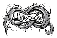 infinity symbol with the word "unbreakable" incorporated in it tattoo design idea