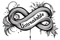 infinity symbol with the word "unbreakable" incorporated in it tattoo design idea
