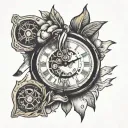 hand tattoo dont include fingers gambler and clock and poker cards tattoo design idea