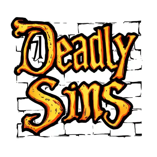 Words Of 7 Deadly Sins On Brick Wall Tattoo tattoo design idea