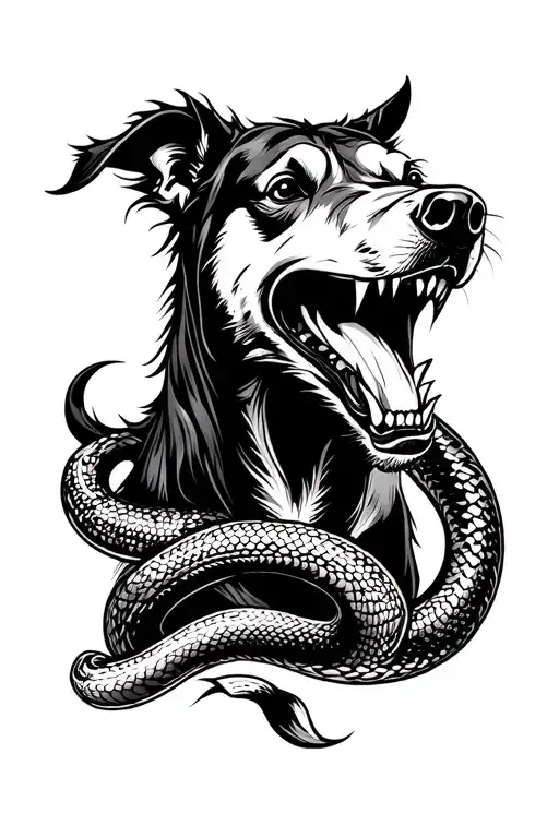 back - shoulder tattoo. thick lines, ferocious looking animal. can be a dog, horse, snake, ... tattoo design idea