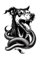 back - shoulder tattoo. thick lines, ferocious looking animal. can be a dog, horse, snake, ... tattoo design idea