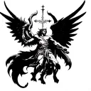 Create tattoo design where will be fight st. Michael with the devil. St. Michael will fight from the heaven and the Devi tattoo design idea