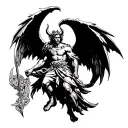 Create tattoo design where will be fight st. Michael with the devil. St. Michael will fight from the heaven and the Devi tattoo design idea