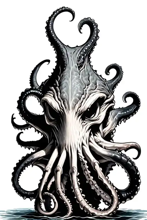kraken black and grey tattoo design idea