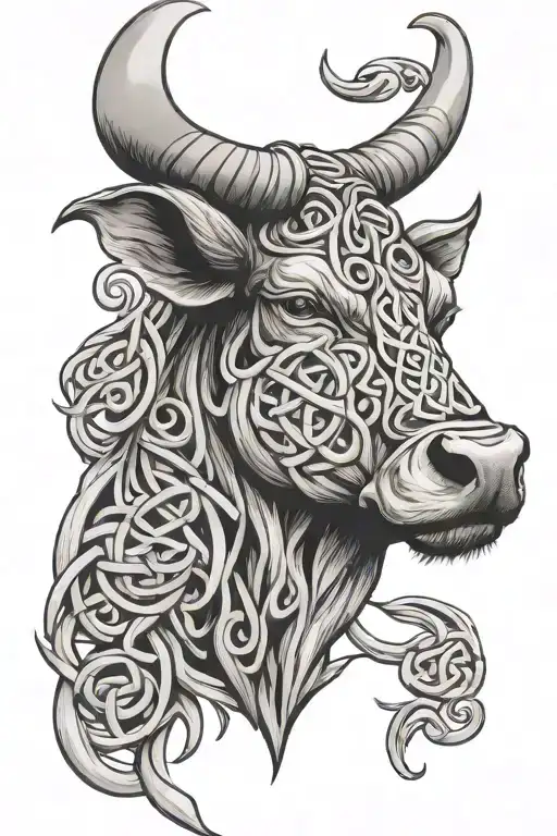 Scottish bull head with Celtic knot design incorporating tattoo design idea