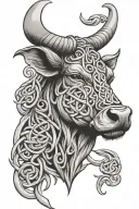 Scottish bull head with Celtic knot design incorporating tattoo design idea