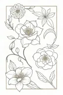march, june and november birth flower tattoo design idea