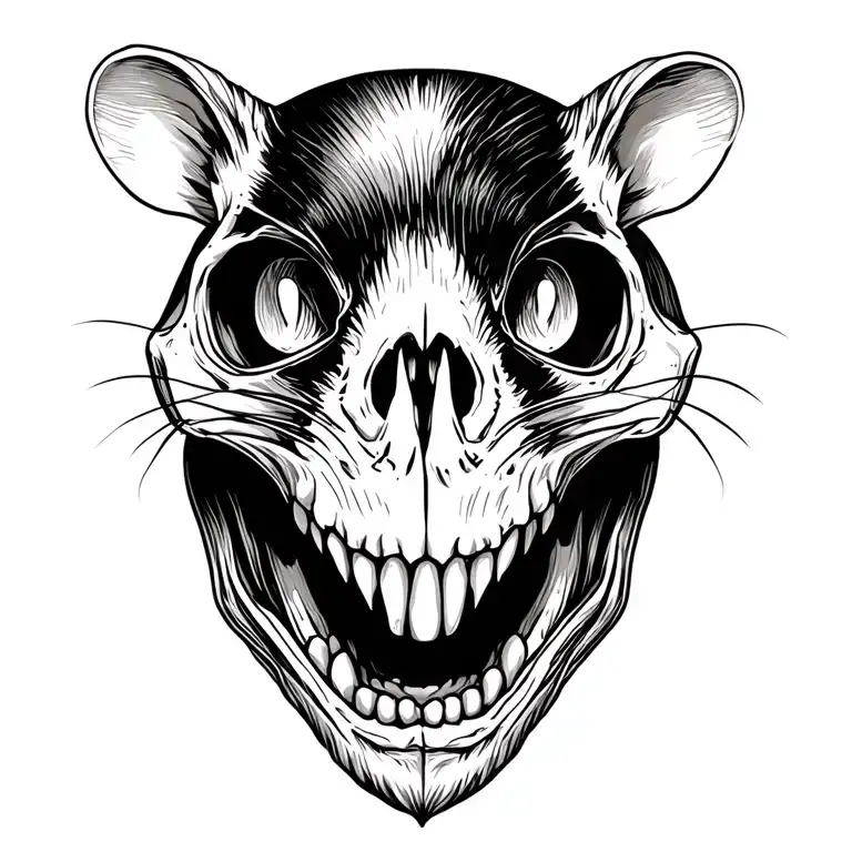 rat skull with grin tattoo design idea