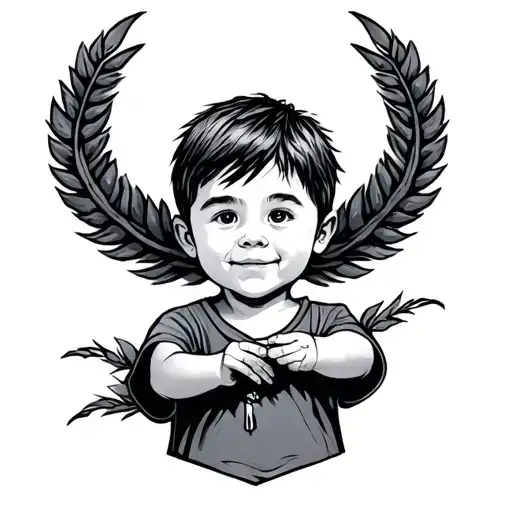 a kid asking for forgivness frim god tattoo design idea