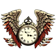 pocket watch angel wings tattoo design idea