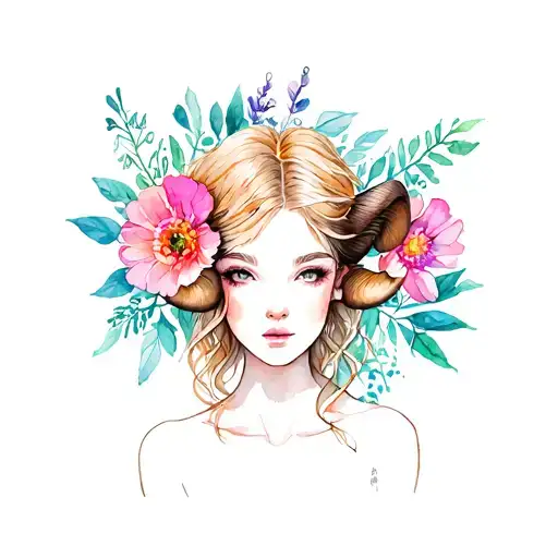 Aries Cool girl flower tattoo design idea