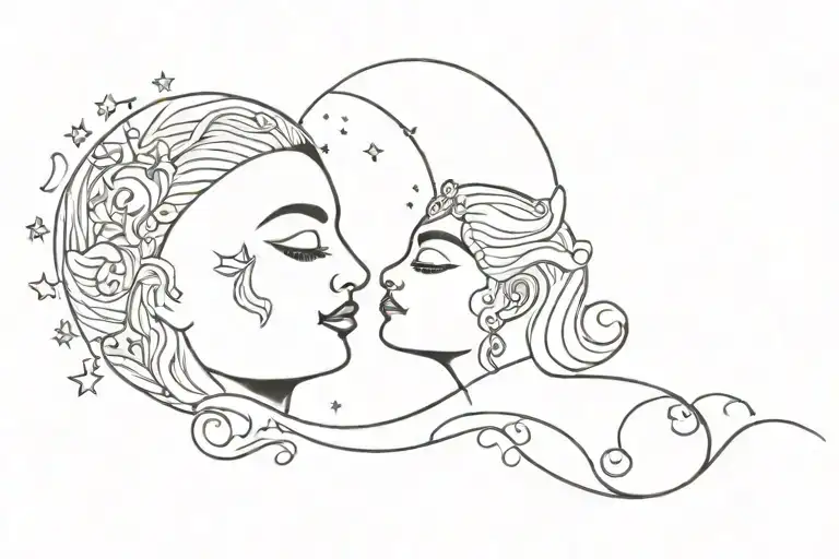 Sita ravana love you to the moon tattoo design idea