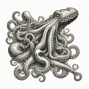 A psychotherapist guiding a group of octopuses in a therapy session underwater tattoo design idea