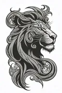 leo, Fire, tribal, minimalist, sun shining tattoo design idea