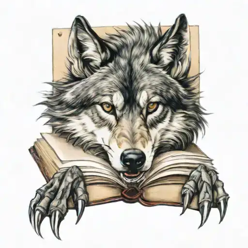 wolf book dragon tattoo design idea