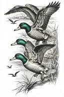 ducks flying hunting scene tattoo design idea