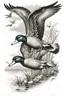 ducks flying hunting scene tattoo design idea