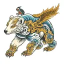 Polar bear, Shellback, Golden dragon, Penguin tattoo design idea