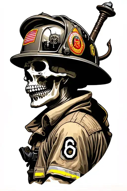 skeleton firefighter tattoo design idea