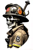 skeleton firefighter tattoo design idea