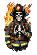 skeleton firefighter tattoo design idea