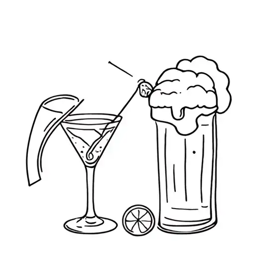Related to a bar, cocktails, beer, sharing tattoo design idea