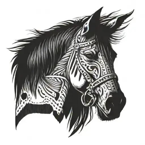 horse head facing forward with Indian war paint on his face tattoo design idea