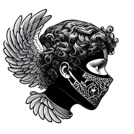 cherub ski mask tattoo design idea
