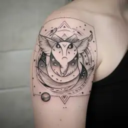 A whimsical night sky filled with fireflies, evoking a sense of magic and wonder tattoo design idea