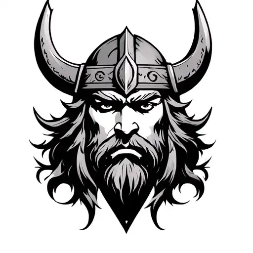 Viking face fine line tattoo tattoo design idea