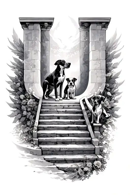 stairway leading to heaven in the shape of reverse 'U'. I want to have it for the dogs that have passed away tattoo design idea