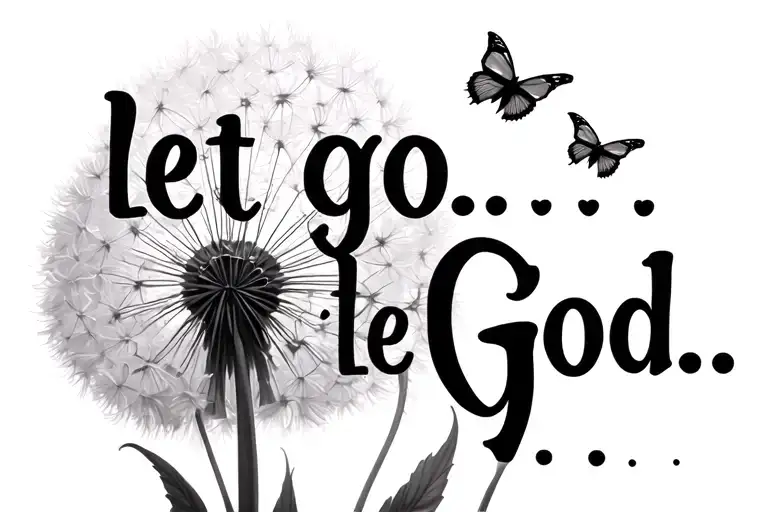 "let go...let God" "let go...let God" dandelion blowing butterflies tattoo design idea
