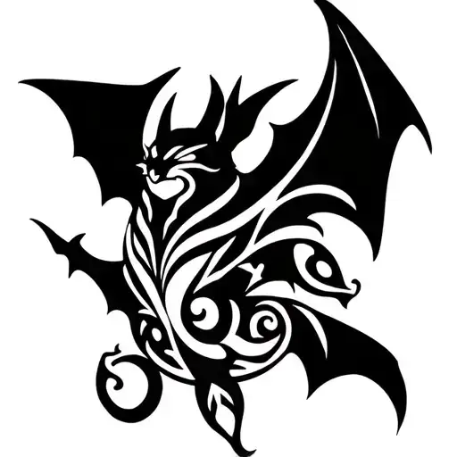 bat flying tattoo design idea