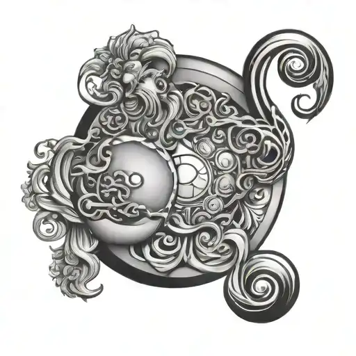 combination of zodiac sign LIBRA and AQUARIUS with yin-yang tattoo design idea