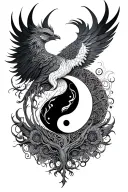Phoenix, mandala, yin yang, tree of life tattoo design idea