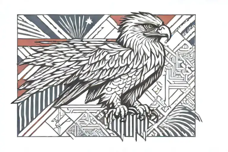 Philippine eagle and Philippines flag tattoo design idea