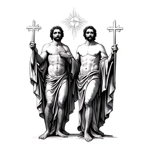 holy trinity tattoo a man standing without cloth just one man standing  tattoo design idea