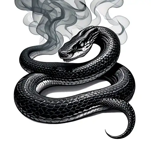 snake with smoke behind it tattoo design idea