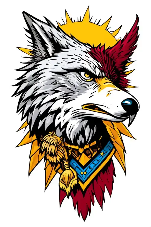 wolf, trojan warrior, bald eagle, sun devil tattoo design idea