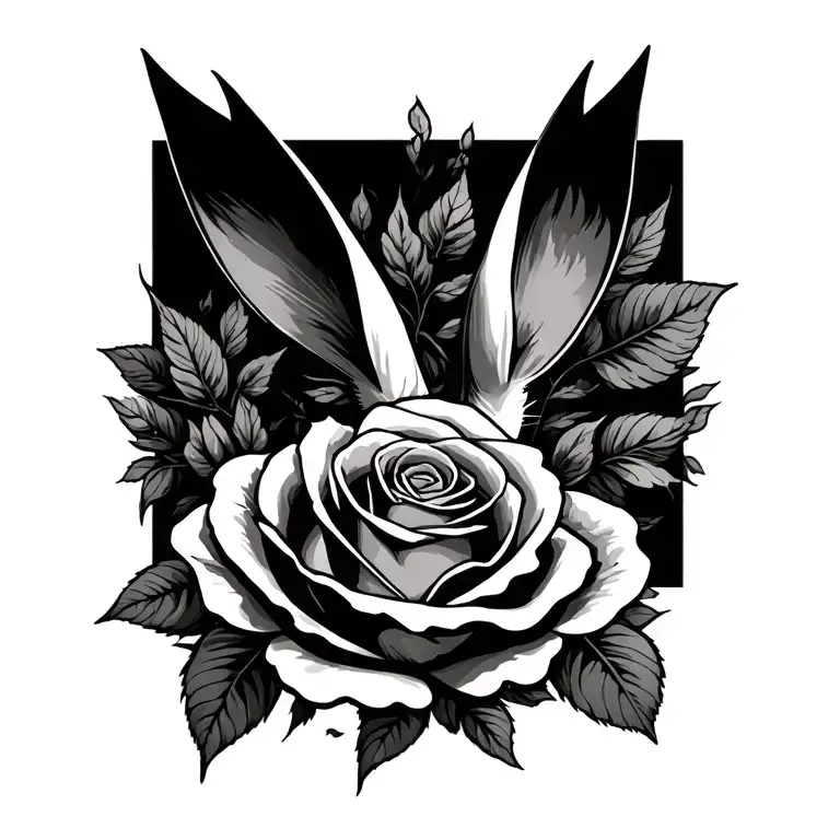 playboy bunny rose wrapped tattoo design idea
