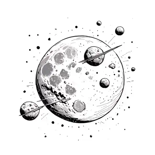 a moon and an asteroid tattoo design idea