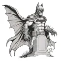Batman standing at headstone tattoo design idea