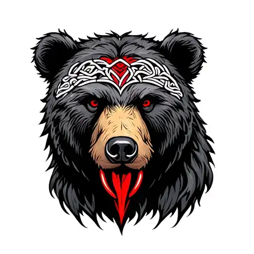 celtic bear with red cardinal tattoo design idea