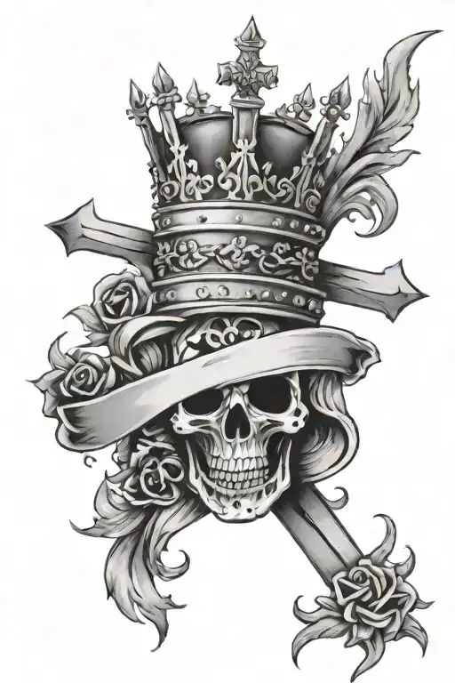a cross and thorn crown with all glory to god tattoo design idea