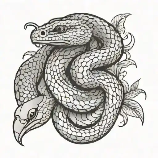 snake and dove tattoo design idea