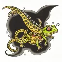 salamander and bee flying tattoo design idea