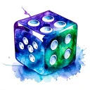 Dice Sword blue, gree, purple tattoo design idea