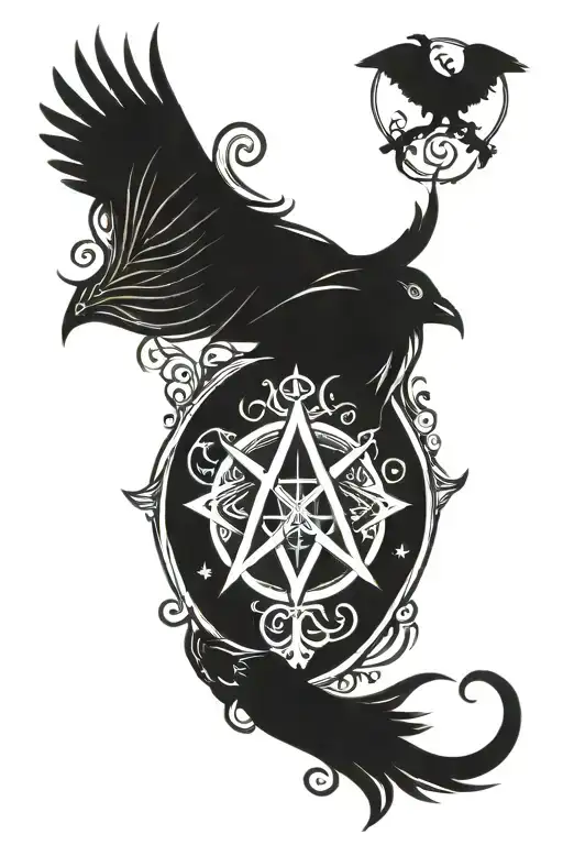 witchcraft symbols feminine tattoo design idea